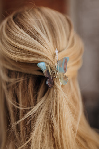 Purple & Teal Butterfly Hair Clip